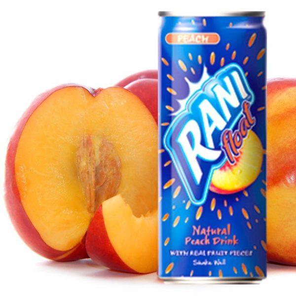 Rani Natural Peach Fruit Drink 235ML with Real Fruit Pieces & Peach Juice from Concentrate Refreshing Beverage High in Sugar